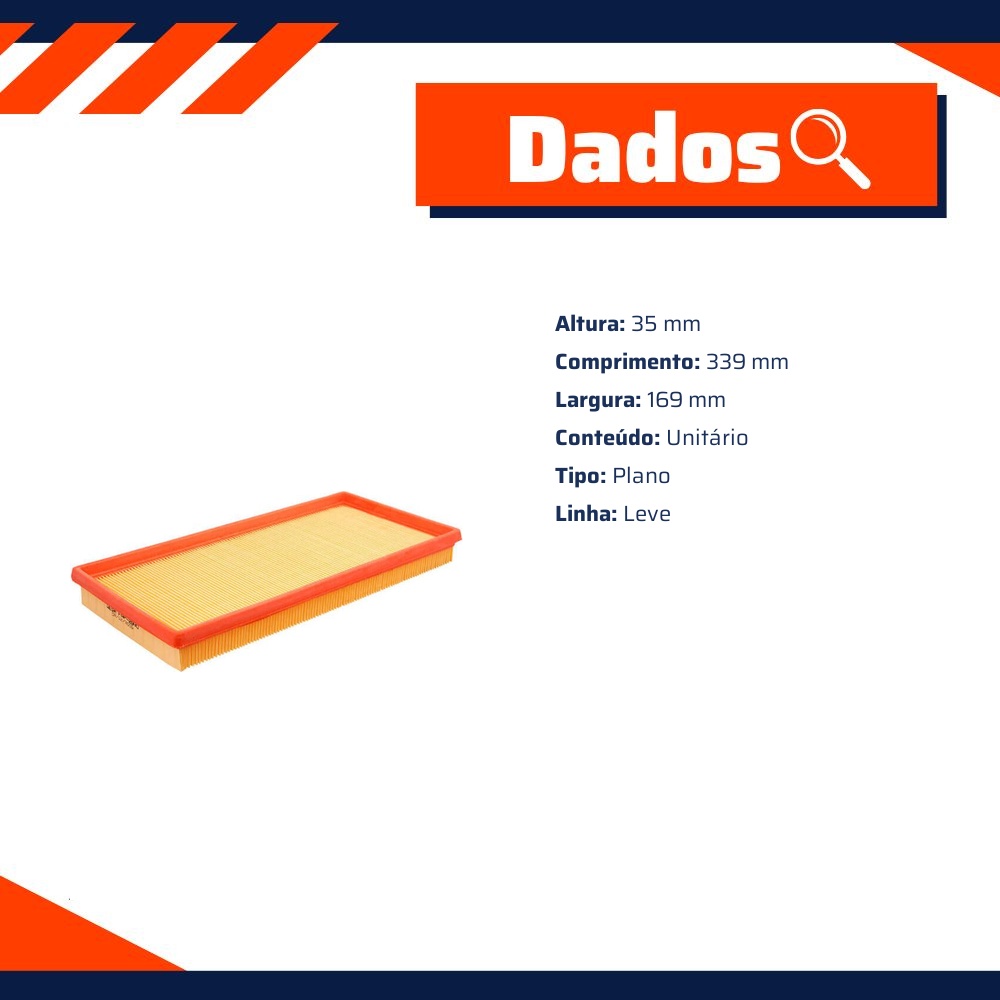 Filtro de Ar para Volvo S40 e V40 - Wega - FAP-2830