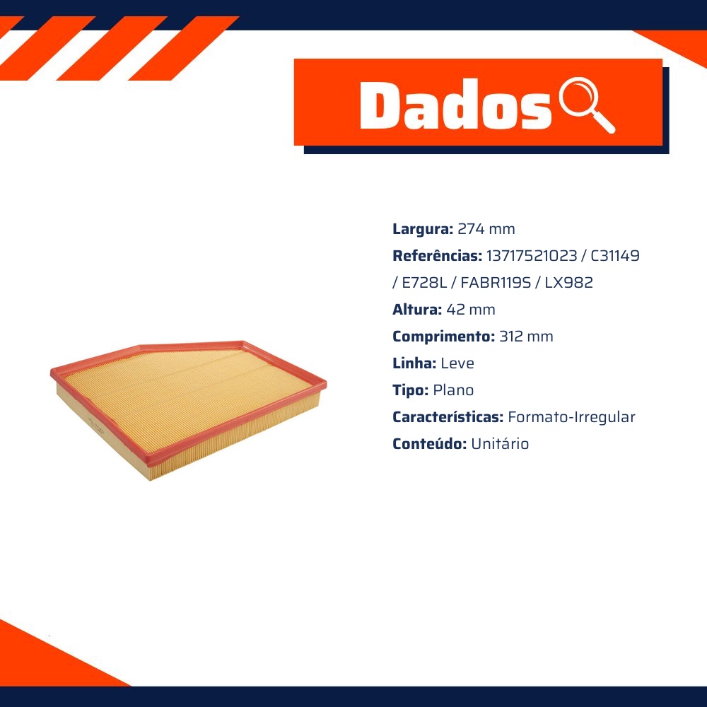 Filtro de Ar do Motor - Wega - FAP-9043
