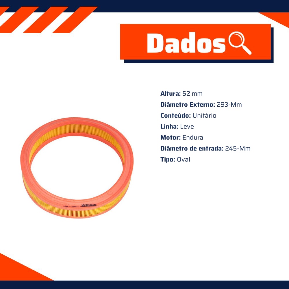 Filtro de Ar para Ford Fiesta - Wega - WR-251