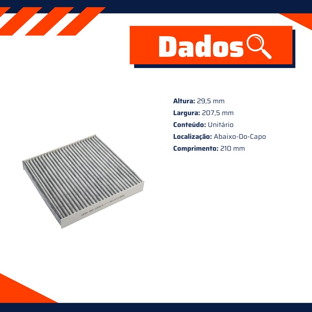 FIltro de Ar Condicionado Cabine com Carvão Ativado - Wega - AKX-1200/C
