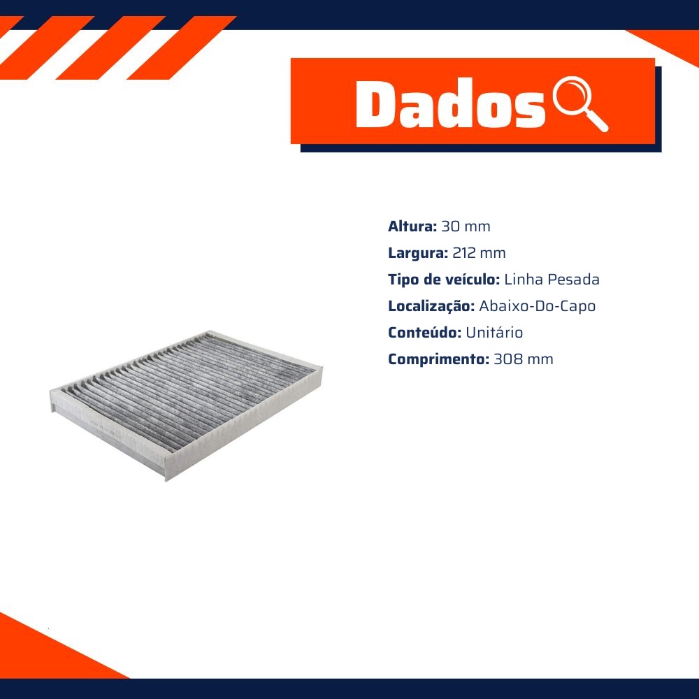 Filtro de Ar da Cabine com Carvão Ativado para Chrysler 300C e 300C Touring - Wega - AKX-1901/C