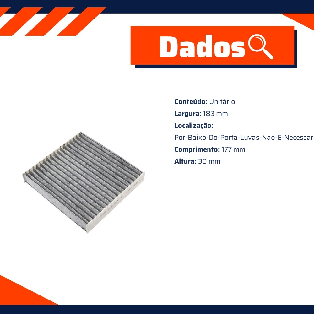 Filtro de Ar da Cabine com Carvão Ativado para Honda FIT - Wega - AKX-1937/C