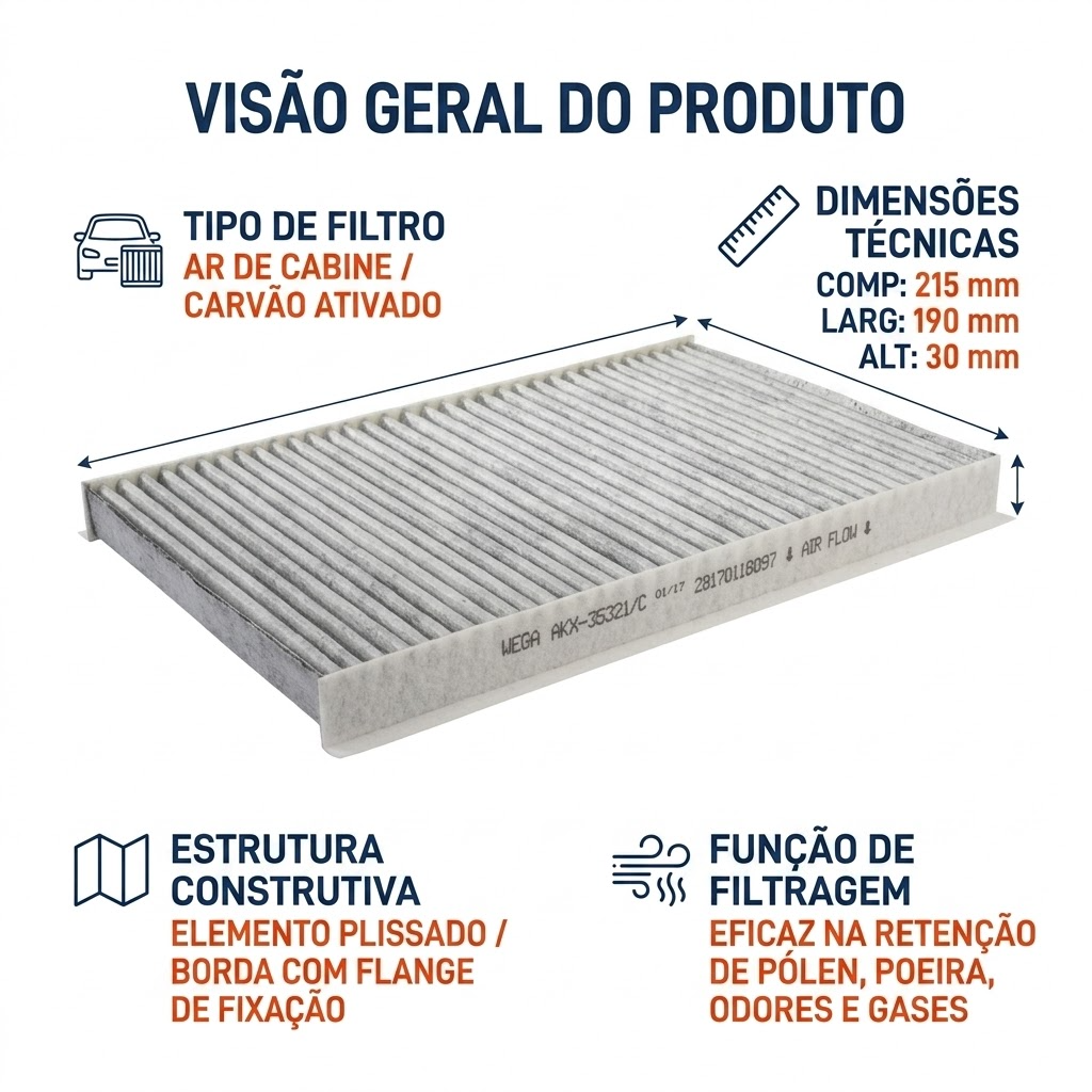 FIltro de Ar Condicionado Cabine com Carvão Ativado - Wega - AKX-35321/C