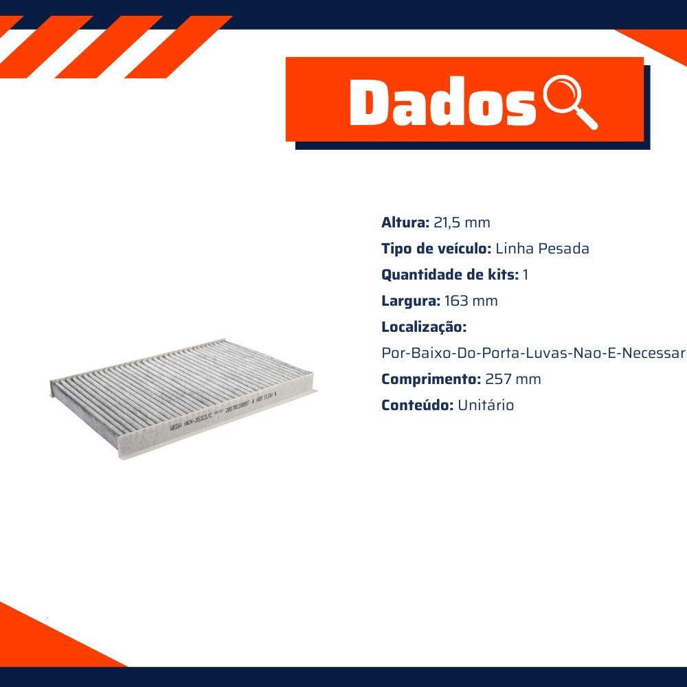 FIltro de Ar Condicionado Cabine com Carvão Ativado - Wega - AKX-35321/C