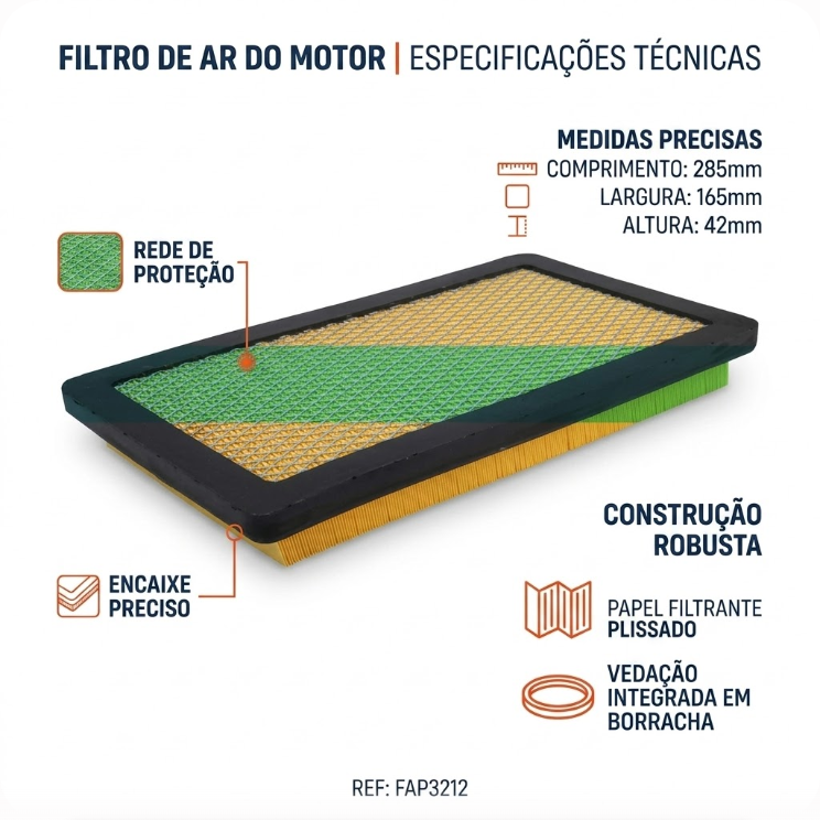 Filtro de Ar do Motor - Wega - FAP-3212