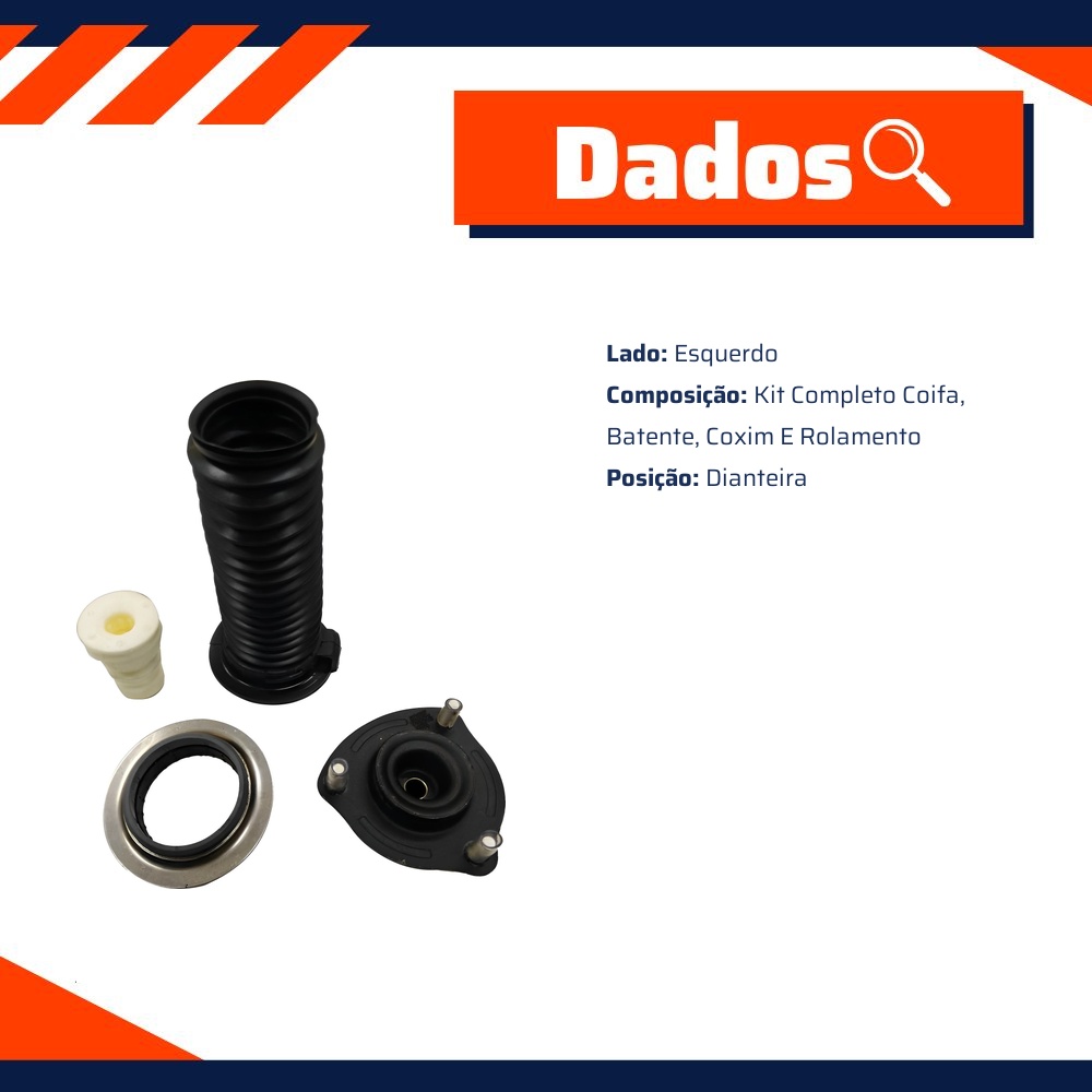 Kit Coxim Batente Coifa Rolamento Dianteiro Esquerdo para Honda Civic - KYB - SM3011