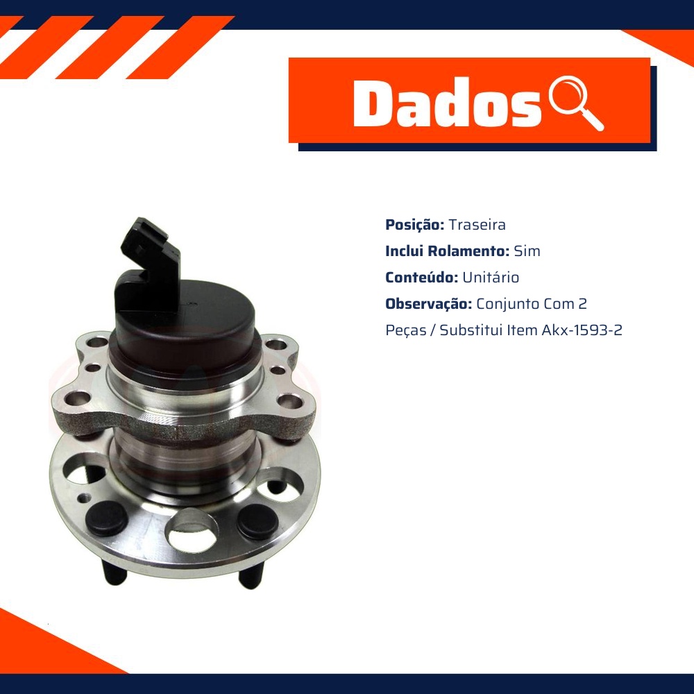 Cubo de Roda Traseiro com Rolamento para Kia Soul - IMA - AL-695