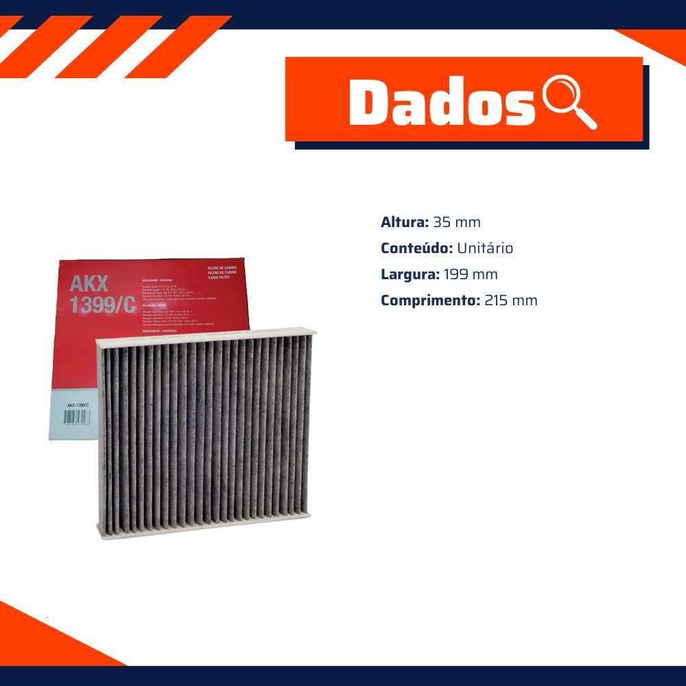 FIltro de Ar Condicionado Cabine com Carvão Ativado - Wega - AKX-1399/C
