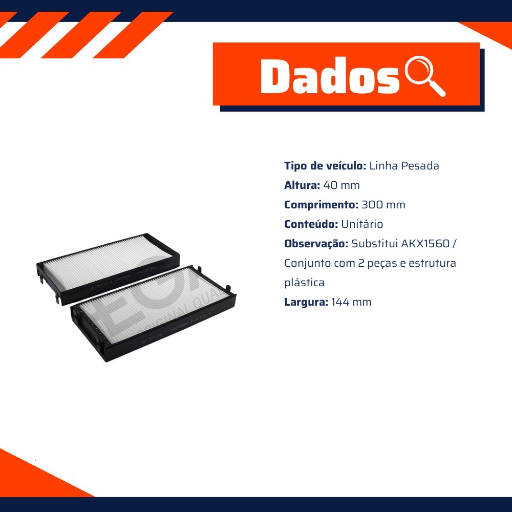 Filtro de Ar da Cabine para BMW X5 e X6 - Wega - AKX-1560-2
