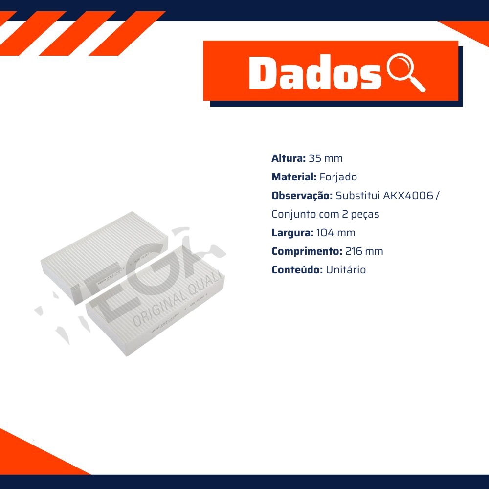 FIltro de Ar Condicionado Cabine - Wega - AKX-4006-2