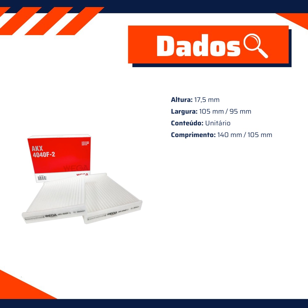 Par FIltro de Ar Condicionado Cabine - Wega - AKX-4040F-2