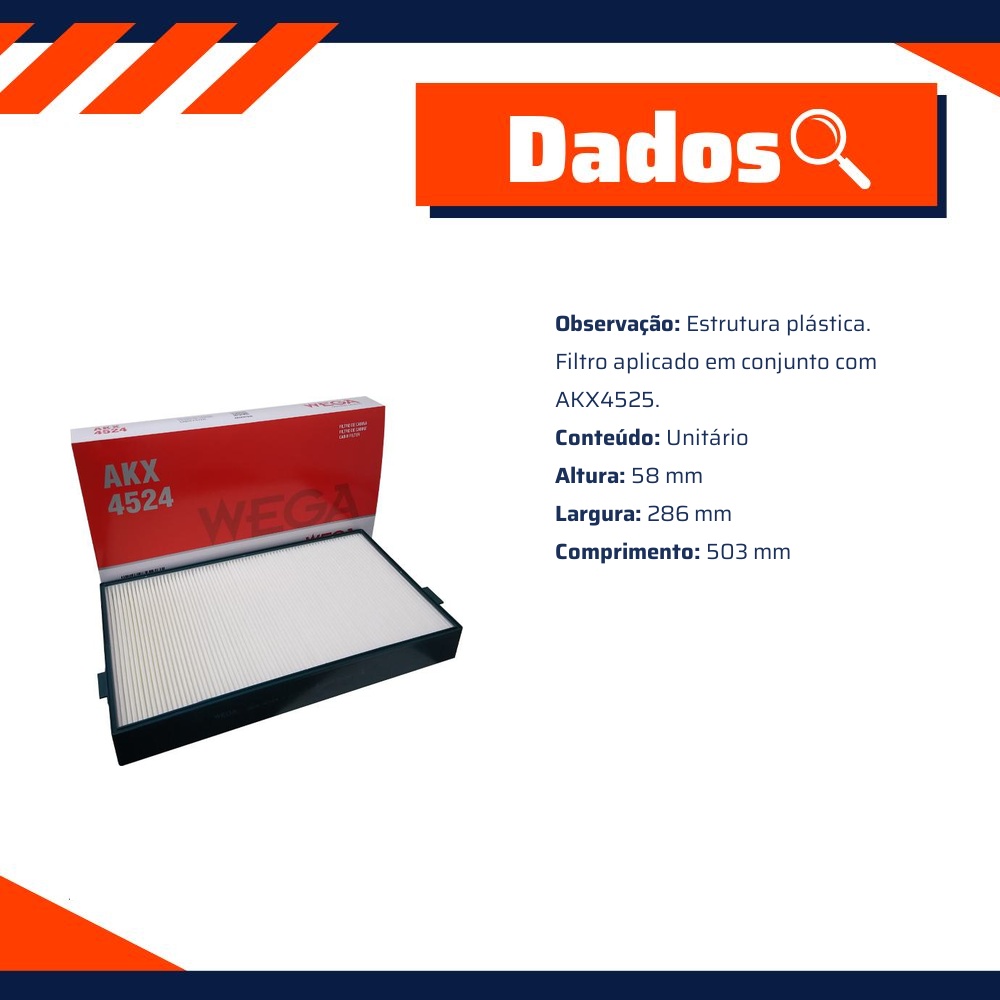 FIltro de Ar Condicionado Cabine - Wega - AKX-4524