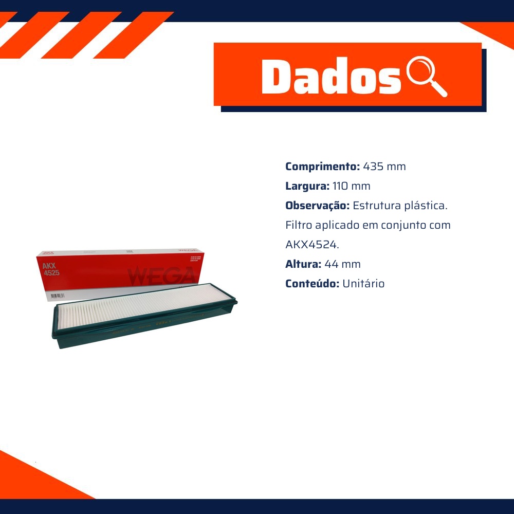 FIltro de Ar Condicionado Cabine - Wega - AKX-4525
