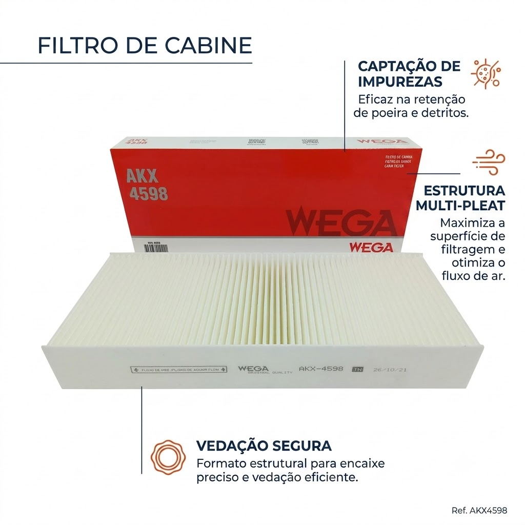 FIltro de Ar Condicionado Cabine - Wega - AKX-4598