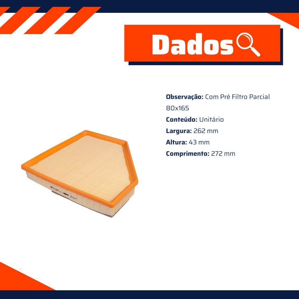 Filtro de Ar do Motor - Wega - FAP-9301