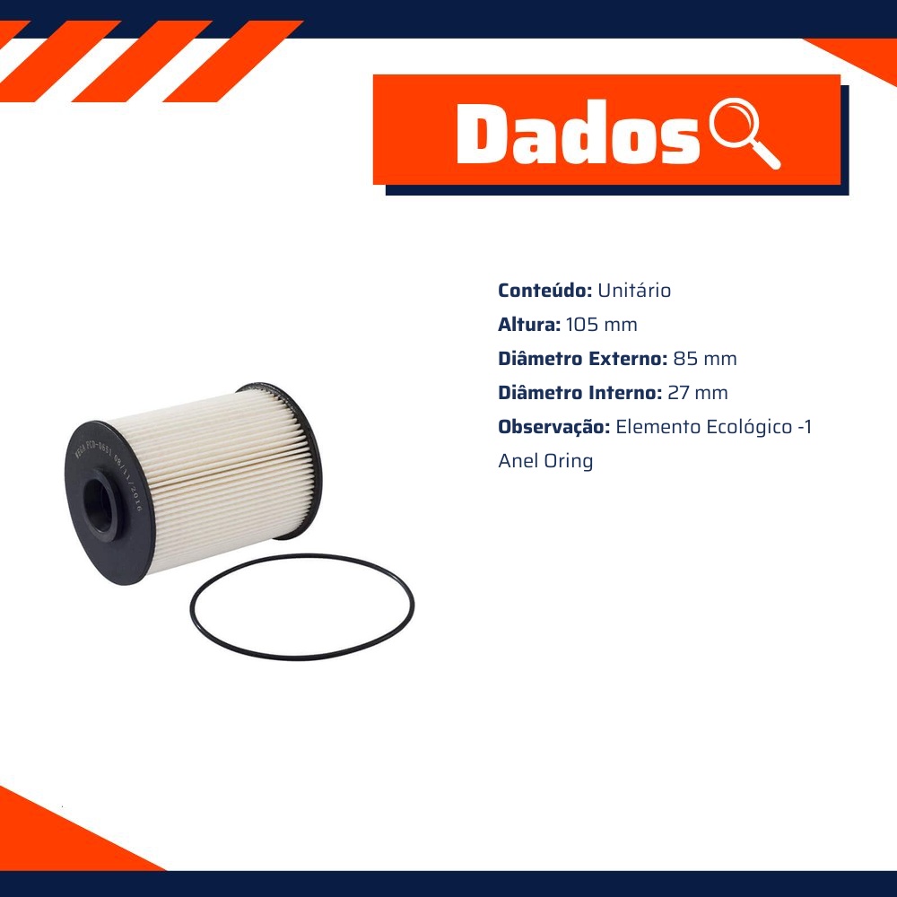 Filtro de Combustível para Dodge Ram 2500 - Wega - FCD-0651