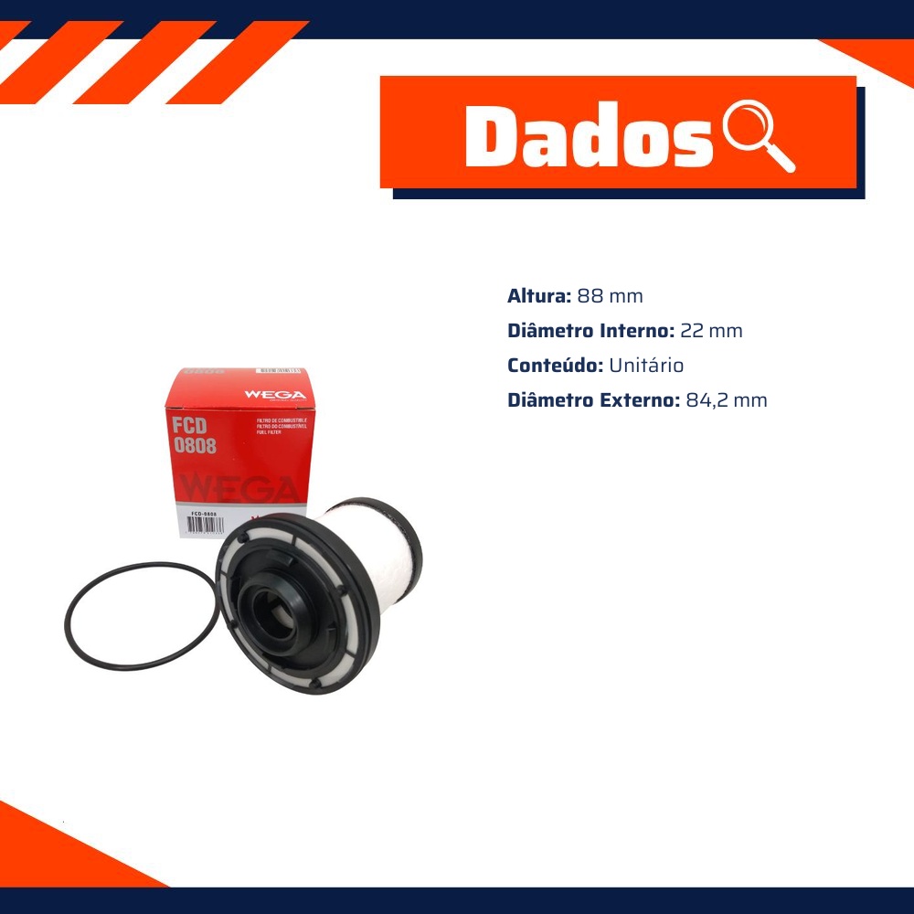 Filtro de Combustível para Ford Ranger - Wega - FCD-0808