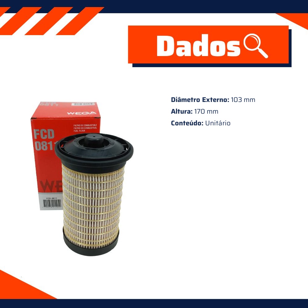 Filtro de Combustível - Wega - FCD-0811