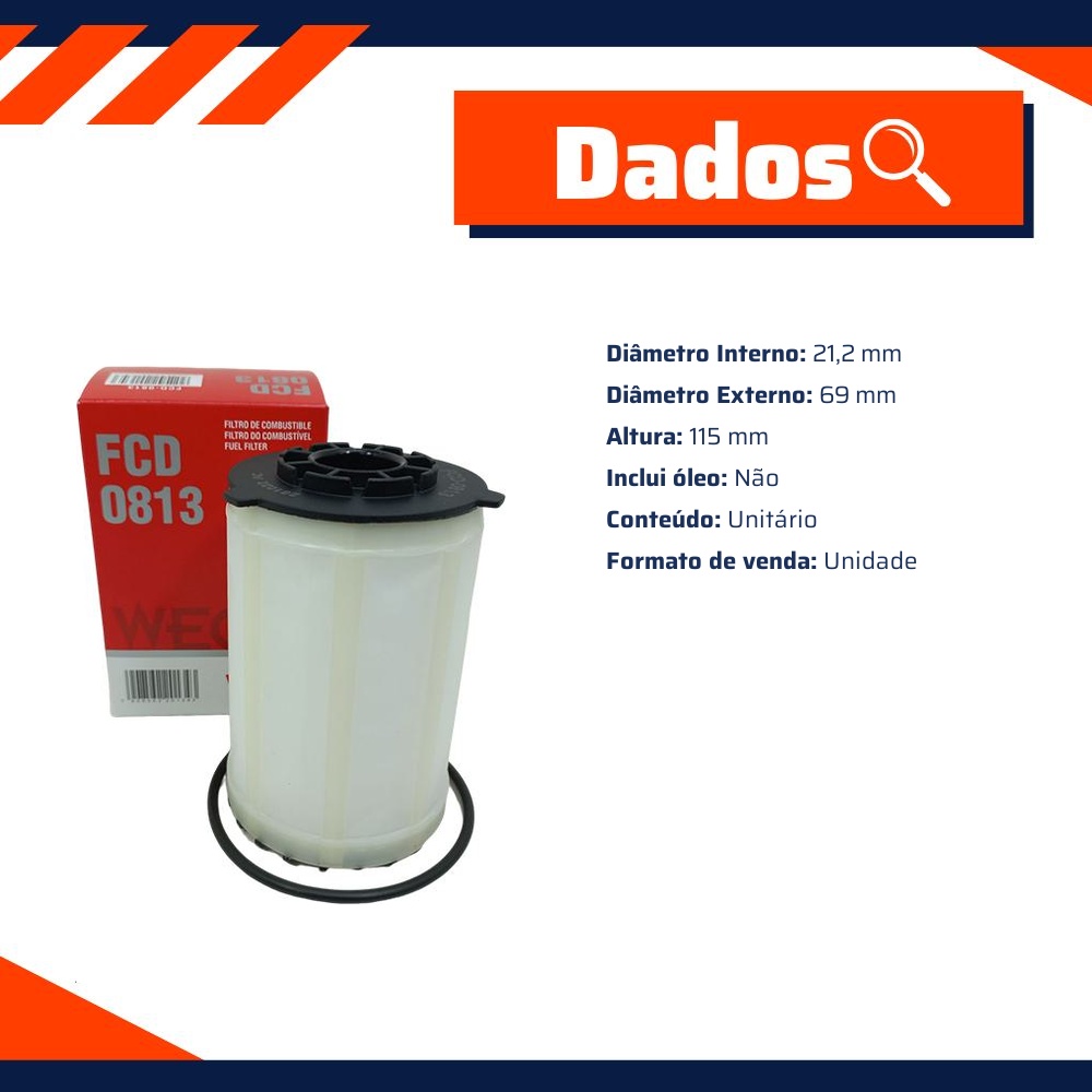 Filtro de Combustível para Citroen Jumper - Wega - FCD-0813