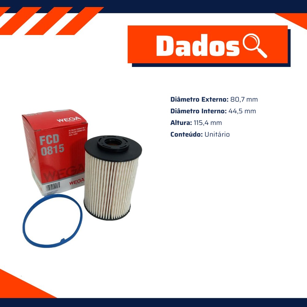 Filtro de Combustível para Volvo Xc60 - Wega - FCD-0815