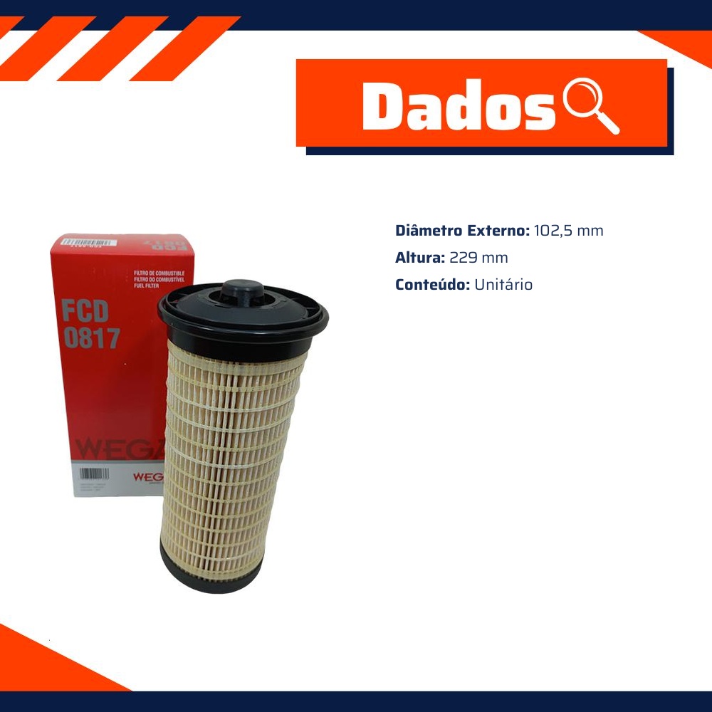 Filtro de Combustível - Wega - FCD-0817