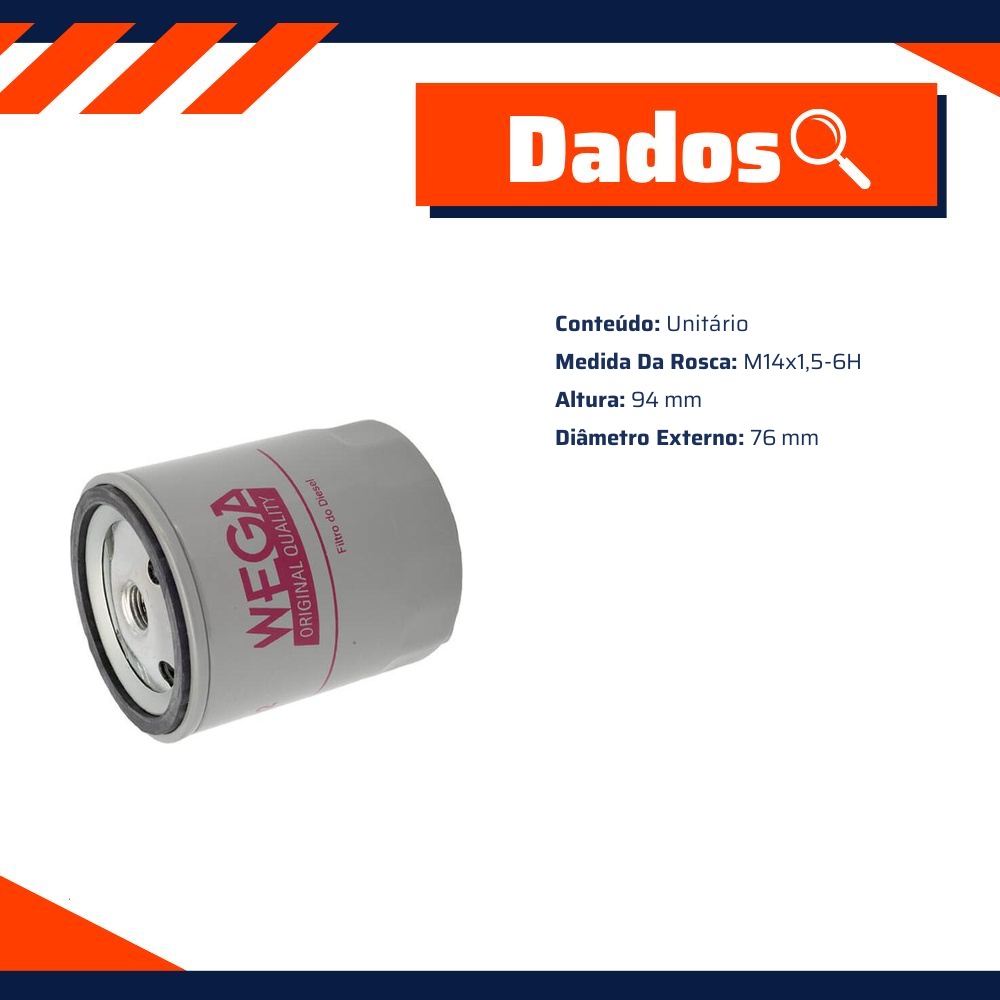 Filtro de Combustível para Mercedes-Benz Mb 180 - Wega - FCD-2162