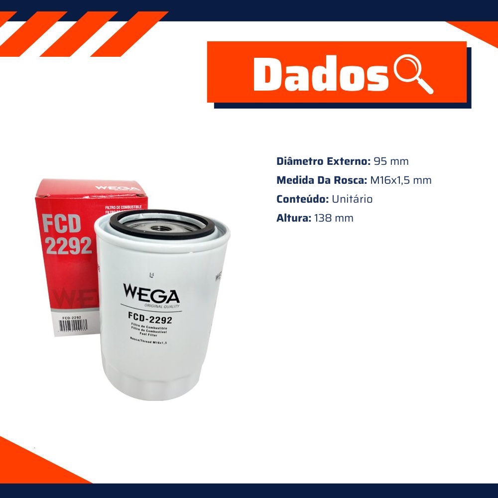Filtro de Combustível - Wega - FCD-2292