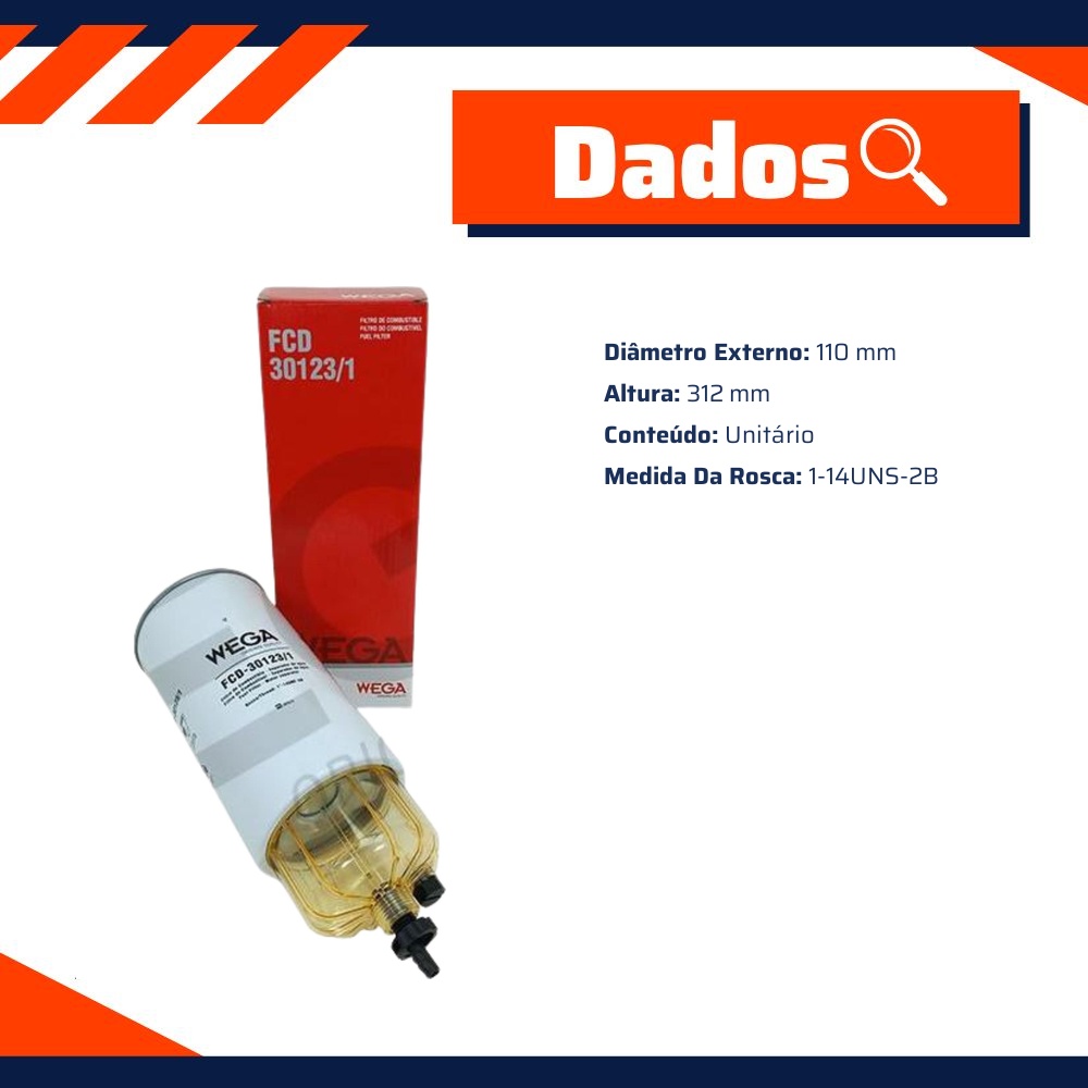 Filtro de Combustível Separador de Água - Wega - FCD-30123/1