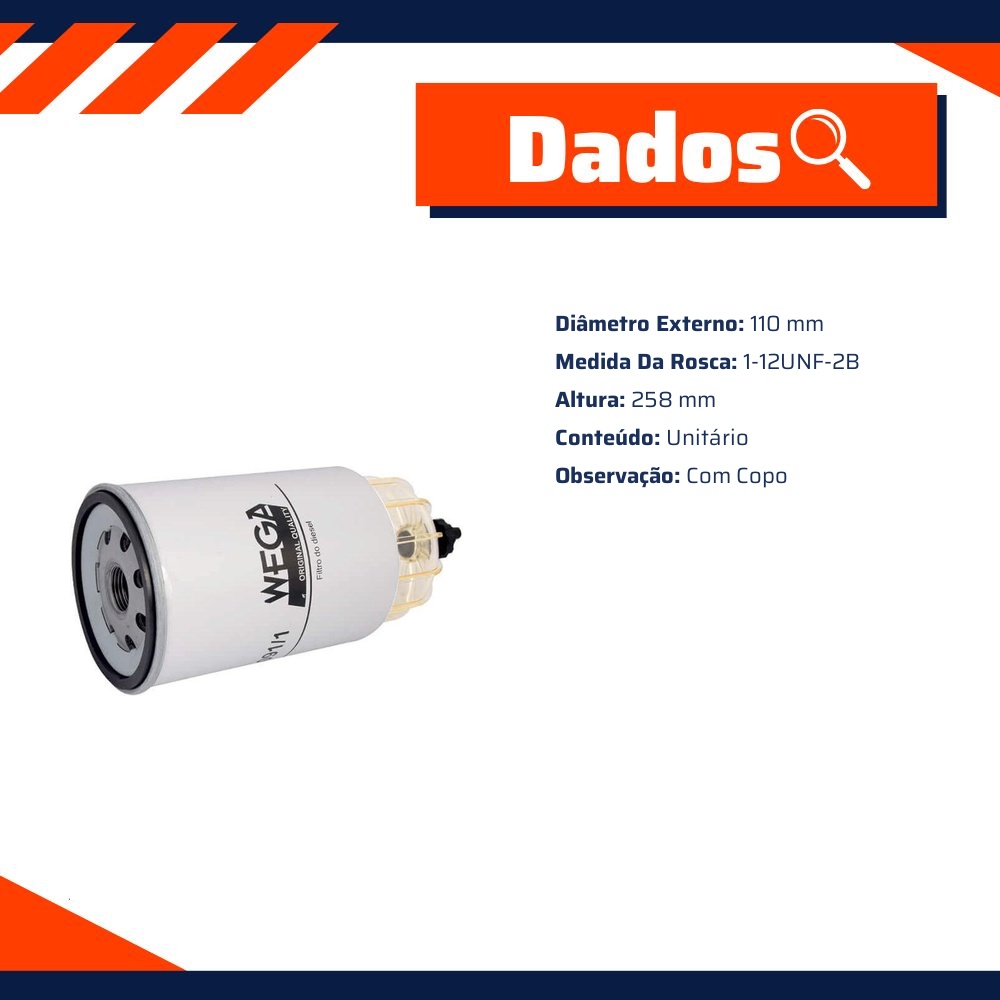 Filtro de Combustível Separador de Água - Wega - FCD-3091/1
