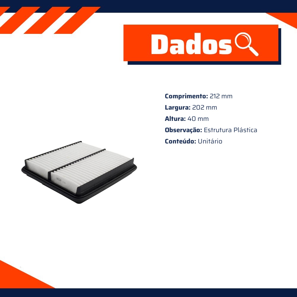 Filtro de Ar do Motor - Wega - JFA-0385