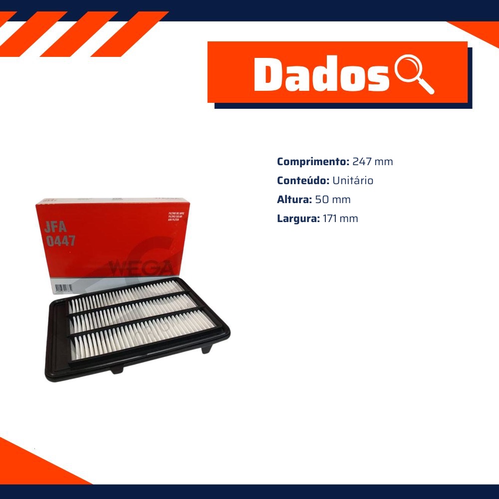 Filtro de Ar para Honda HR-V - Wega - JFA-0447