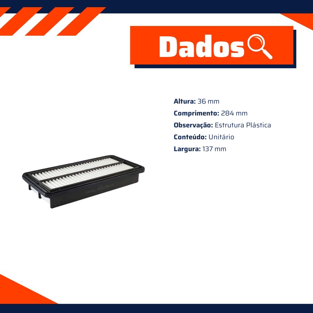Filtro de Ar para Suzuki Grand Vitara e SX4 - Wega - JFA-0885