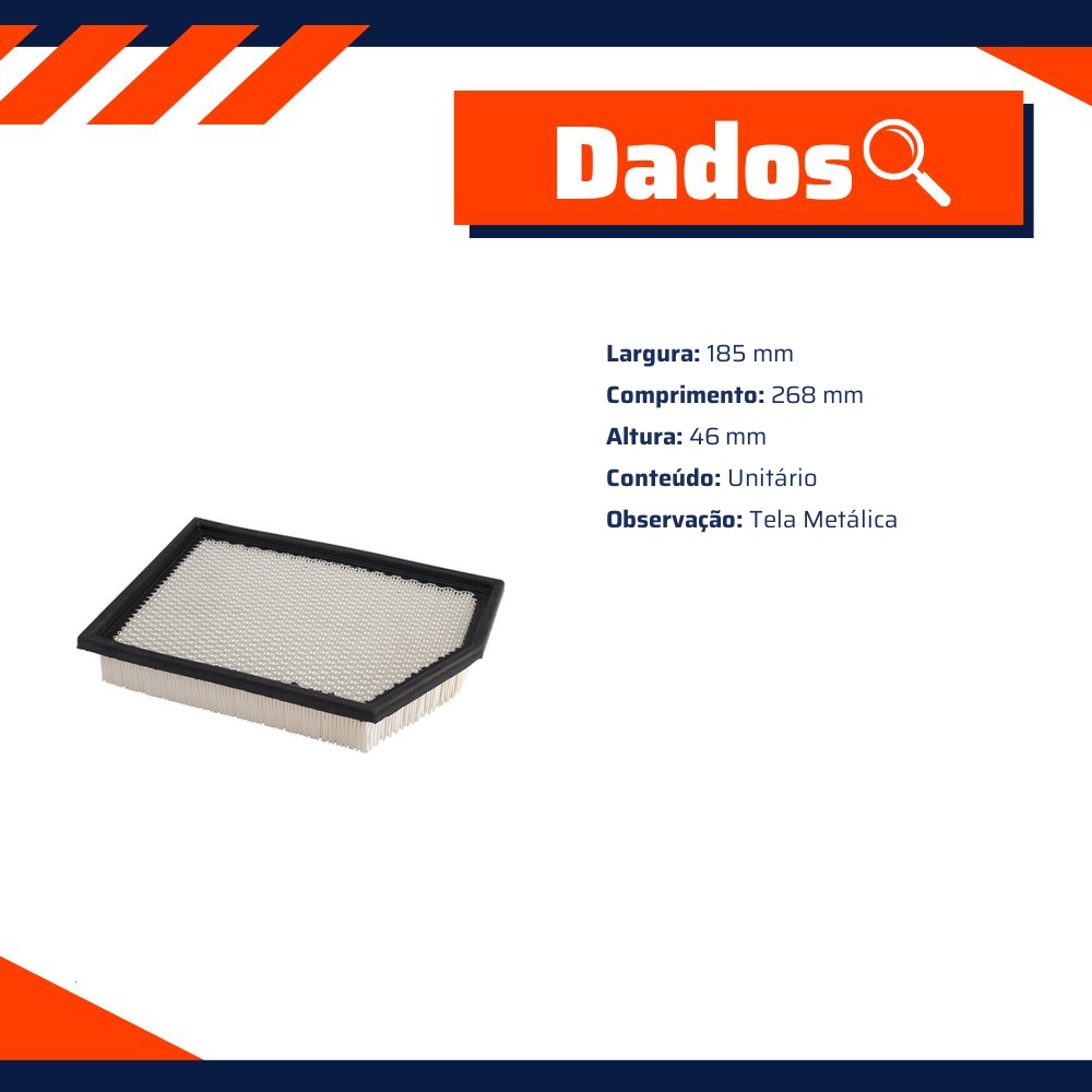 Filtro de Ar para Jeep Cherokee - Wega - JFA-0996