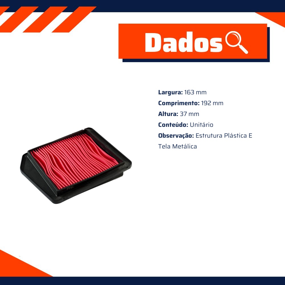 Filtro de Ar para Honda NX4 FALCON 400 - Wega - JFA-0M00
