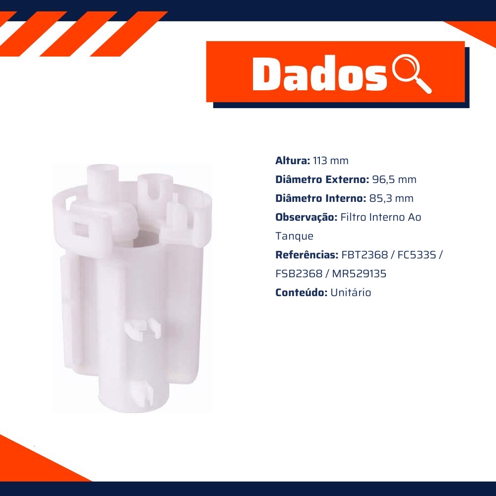 Filtro de Combustível Interno do Tanque para Mitsubishi Pajero Full - Wega - JFC-506