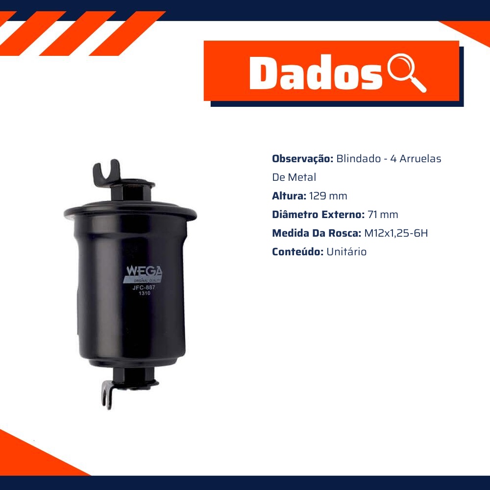 Filtro de Combustível para Suzuki Jimny Samurai - Wega - JFC-887