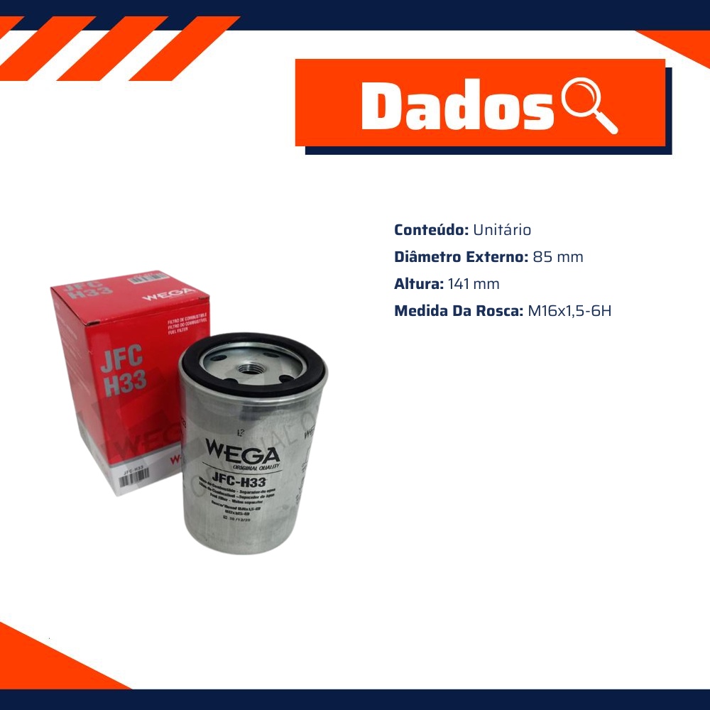Filtro de Combustível para Hyundai Hr Kia Bongo - Wega - JFC-H33