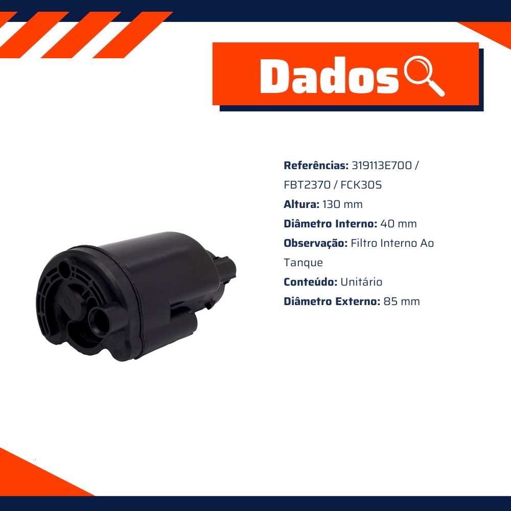 Filtro de Combustível Interno do Tanque para Kia Sorento - Wega - JFC-K07
