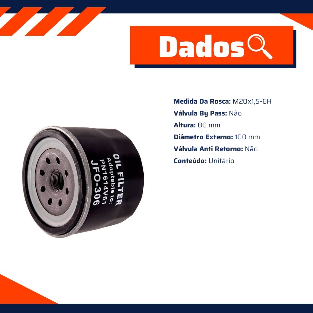 Filtro Blindado de Óleo Lubrificante para KIA Besta e Mazda B 2200 - Wega - JFO-0306