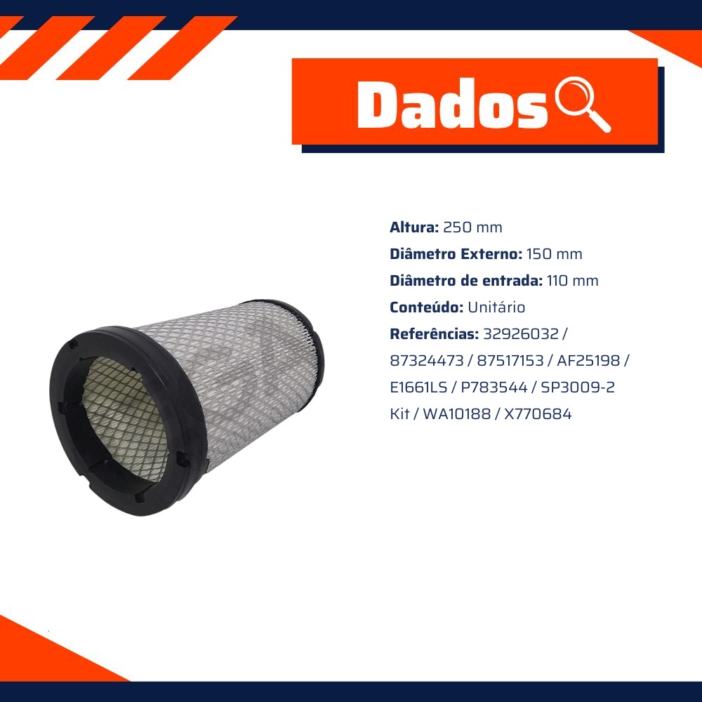 Filtro de Ar Secundário do Motor - Wega - WAP-902/S