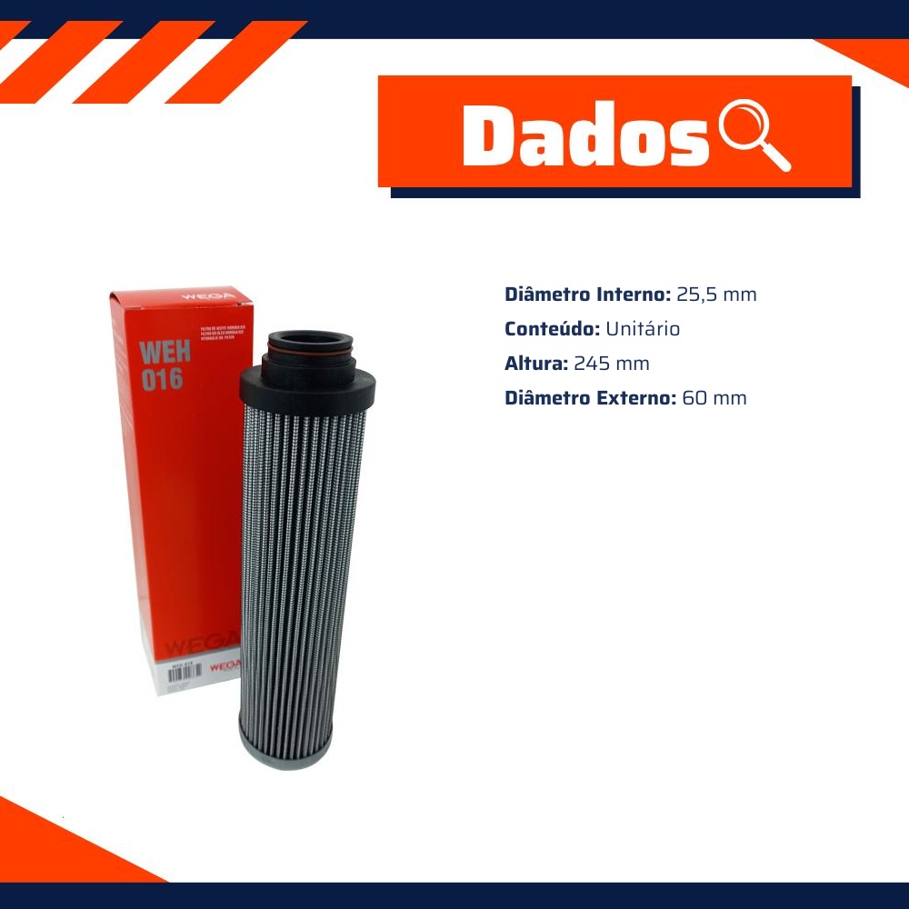 Filtro de Óleo Hidráulico - Wega - WEH-016