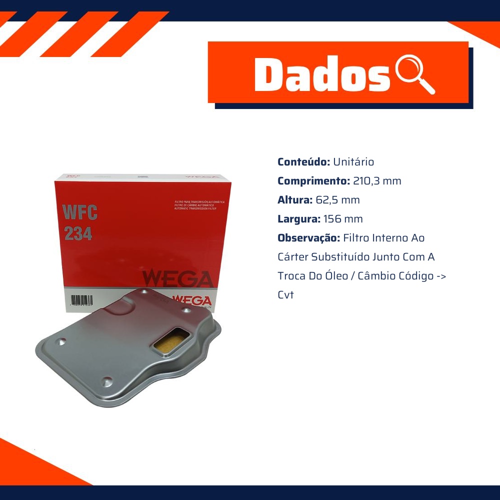 Filtro de Óleo do Câmbio Automático para Lifan X60 - Wega - WFC-234