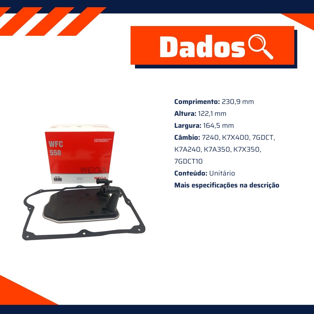 Filtro de Óleo do Câmbio Automático - Wega - WFC-558