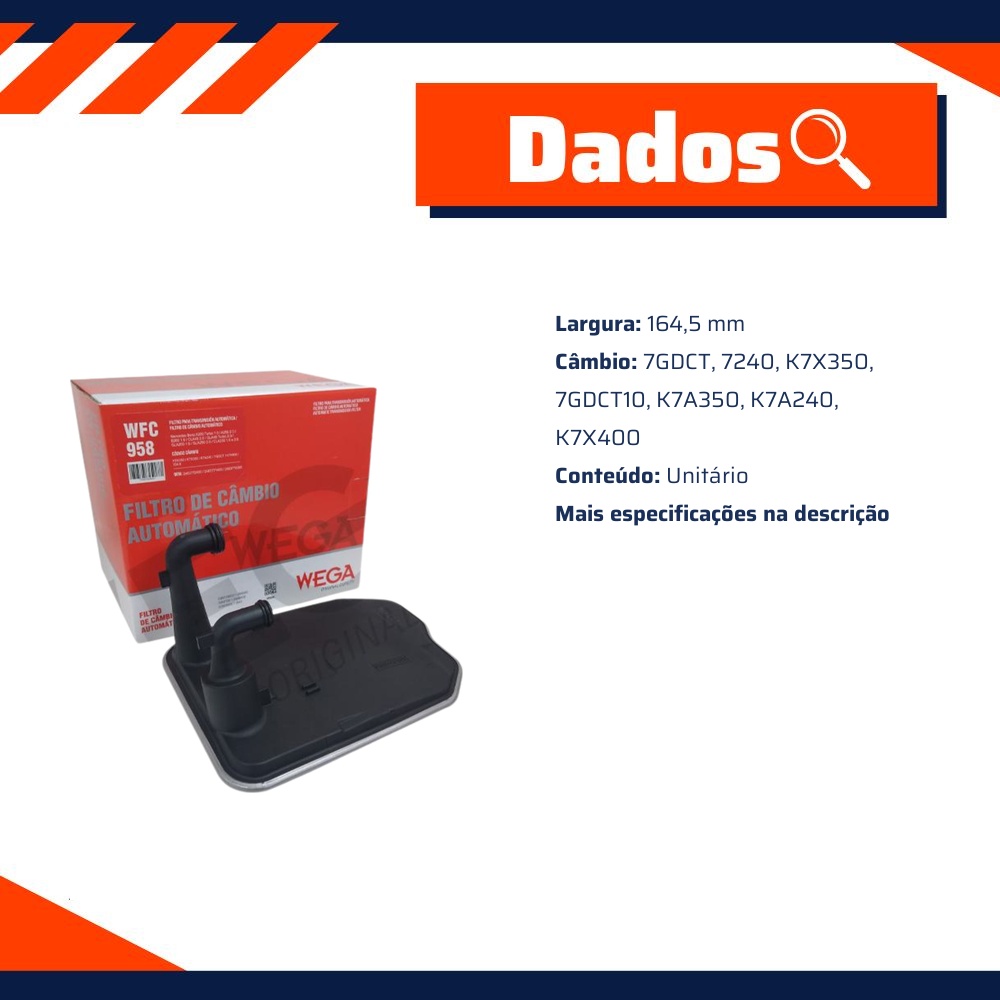 Filtro de Óleo do Câmbio Automático - Wega - WFC-958