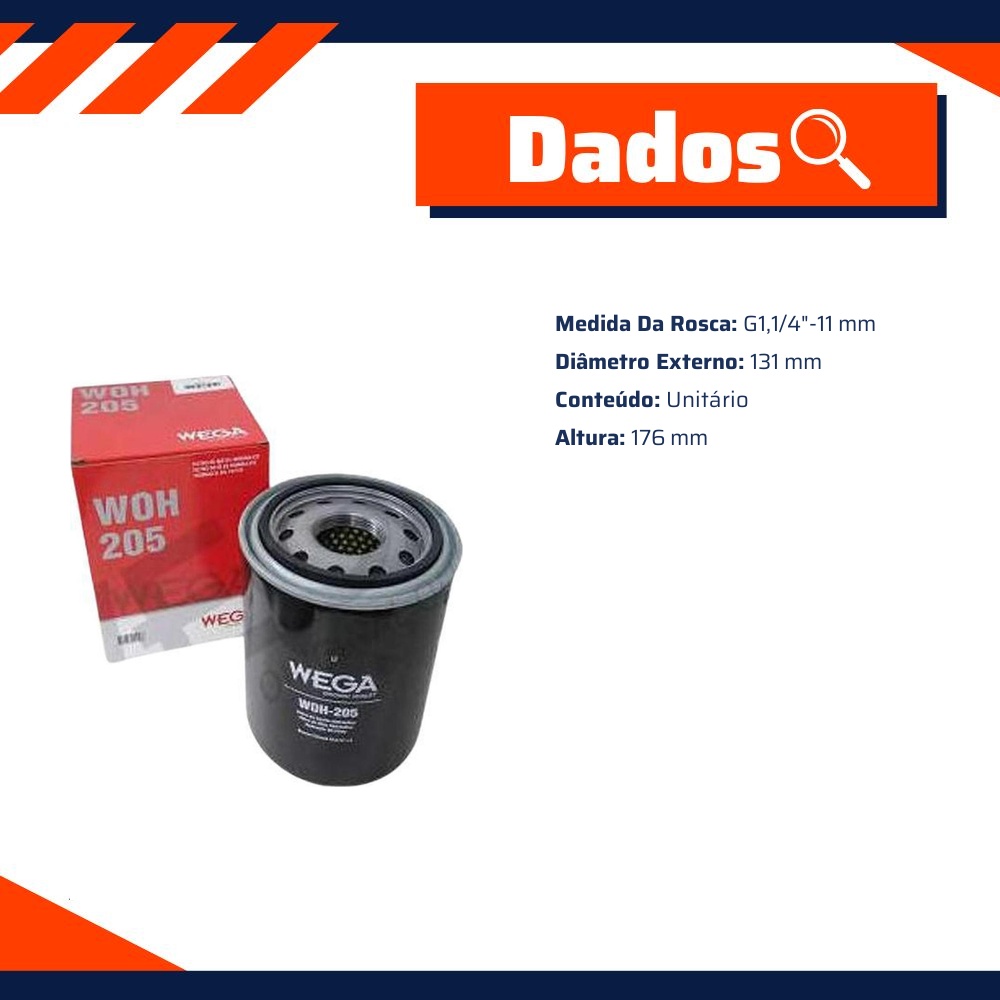 Filtro de Óleo Hidráulico - Wega - WOH-205