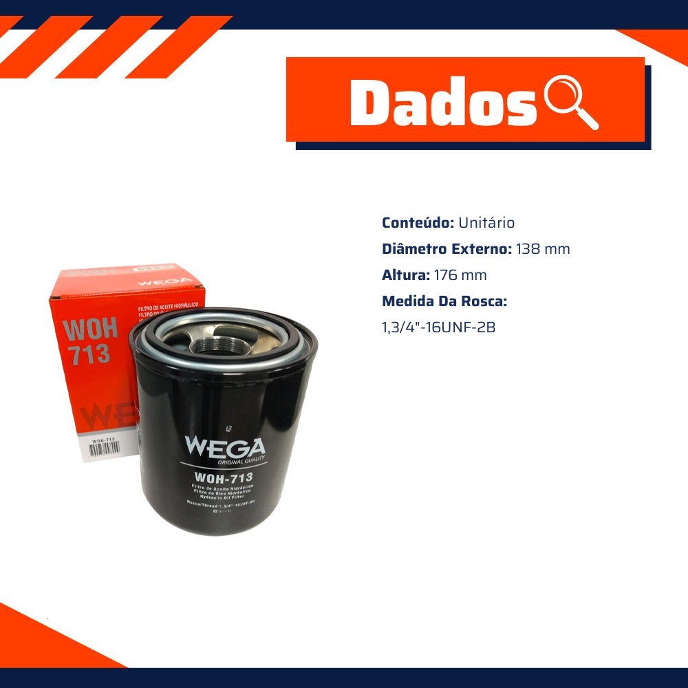 Filtro de Óleo Hidráulico - Wega - WOH-713