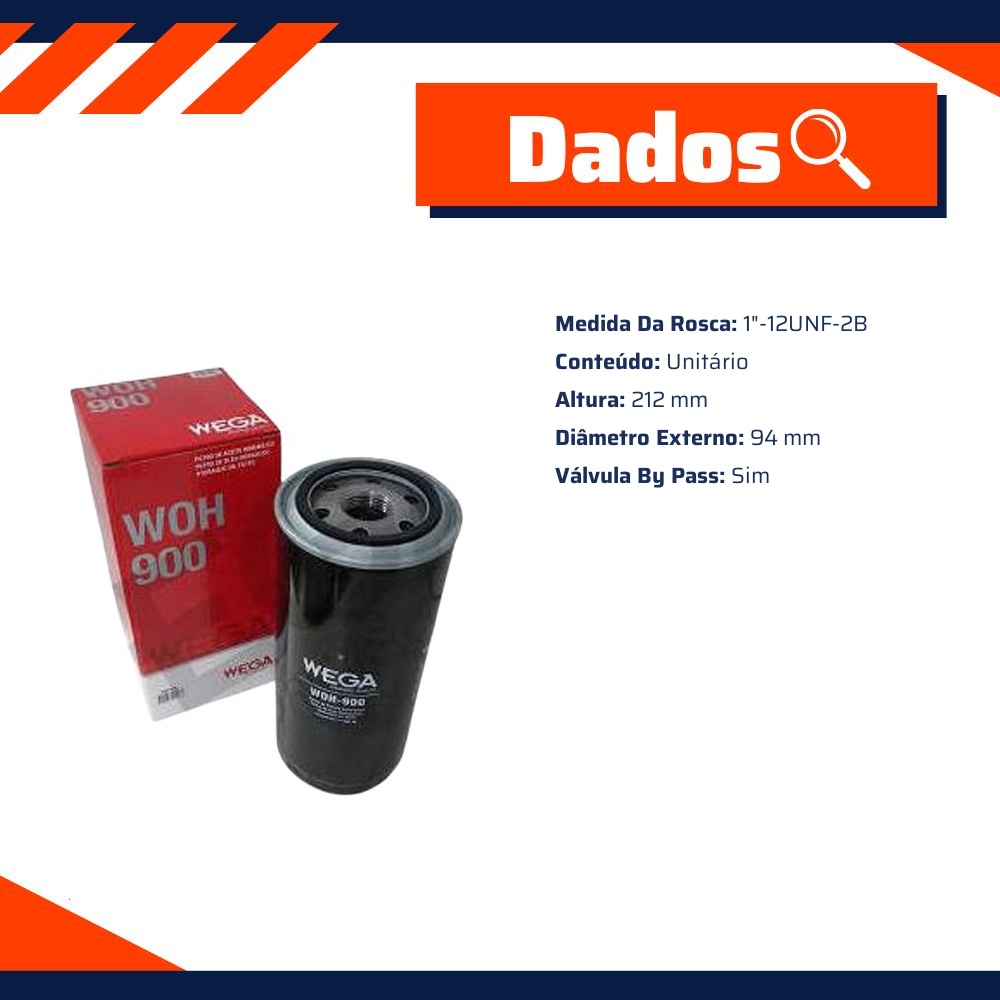 Filtro de Óleo Hidráulico - Wega - WOH-900