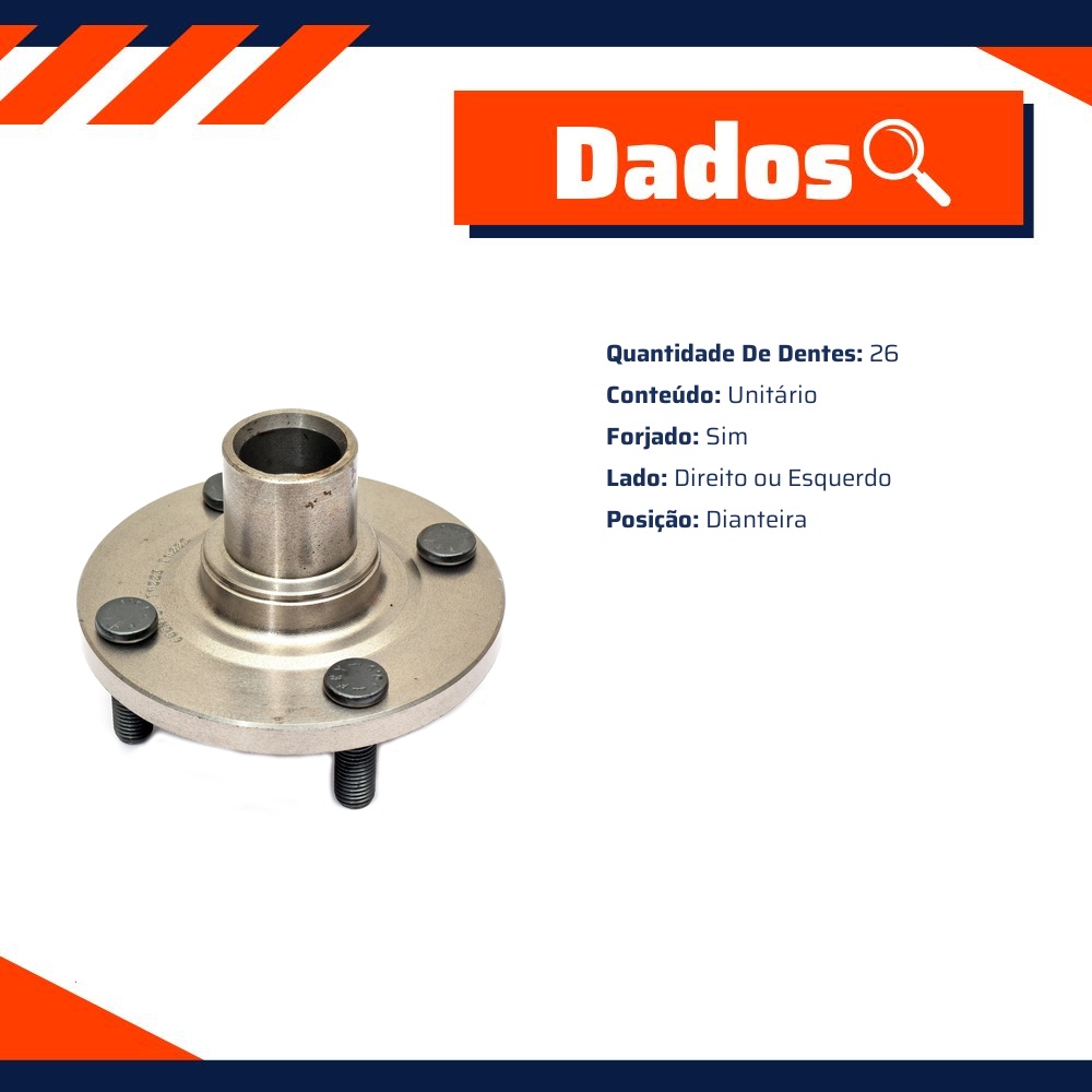 Cubo de Roda Dianteiro 26 Dentes para Toyota Corolla e Corolla Wagon - Cobra Automotiva - CR-727