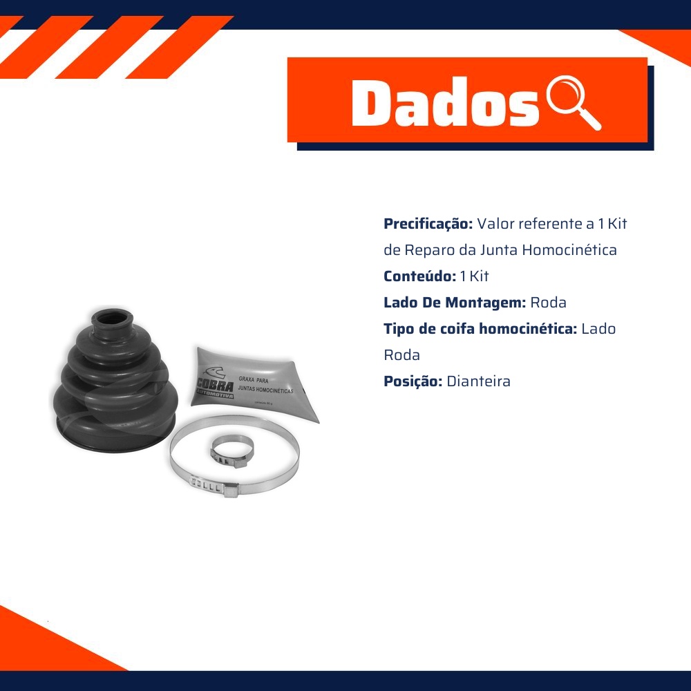 Kit Reparo Junta Homocinética para Renault Trafic - Cobra Automotiva - HK-120R C