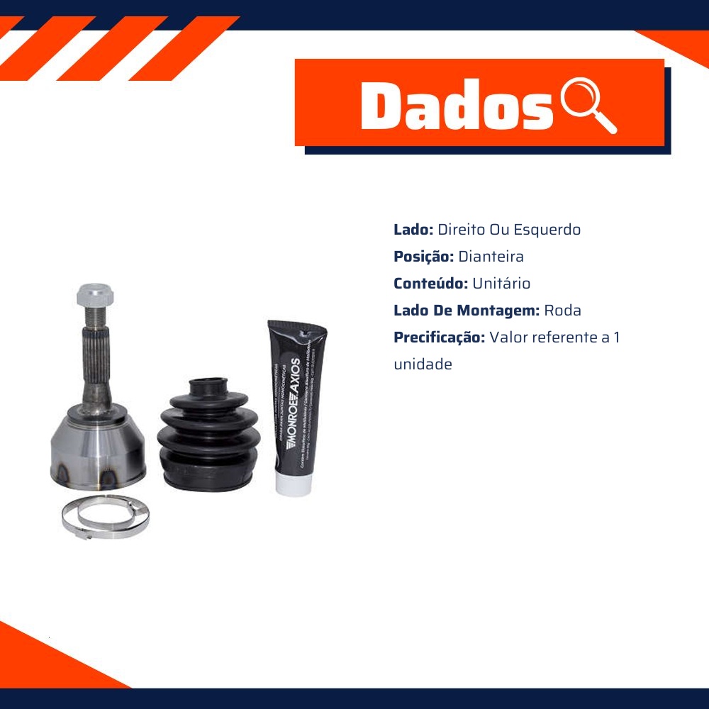 Junta Homocinetica Dianteira Lado da Roda para Renault Trafic - Monroe Axios - 5466065